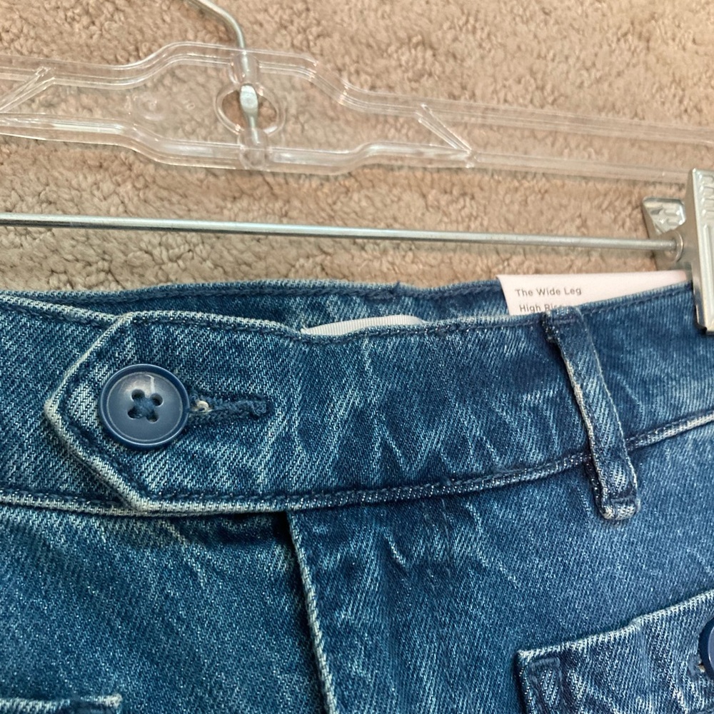 LOFT Petite Sailor High Rise Wide Leg Crop Jeans in Vintage Indigo Wash (4/27P) - Picture 7 of 8